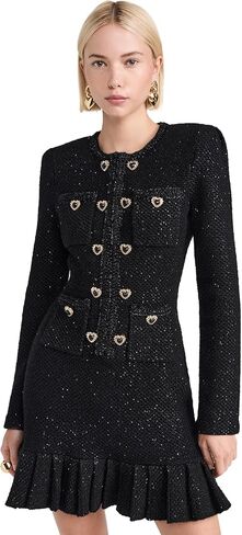 Self Portrait Women's Black Buttoned Knit Mini Dress in Kuwait