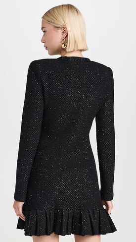 Self Portrait Women's Black Buttoned Knit Mini Dress in Kuwait