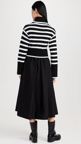 MOON RIVER Women's Long Sleeve Turtleneck Striped Sweater Dress in Saudi Arabia