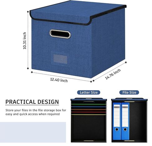 Forogic Foldable Portable File Organizer with Lid Linen File Box with Hanging Folders Storage for Office, Home, Letter(2 Pack, Gray) in Saudi Arabia
