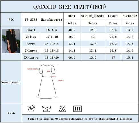 QACOHU Summer Dresses for Women V Neck Ruffle Short Sleeve Casual Shift Dress in Saudi Arabia