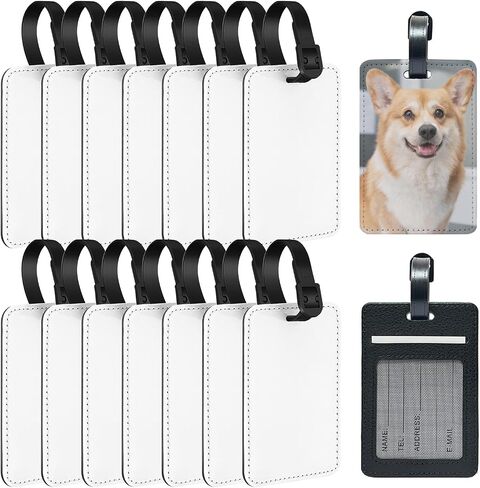 16 Pack Sublimation Luggage Tags PU Leather Name Tags, v2croft DIY Heat Transfer Blank Suitcase Tags, Business ID Card Travel ID Tags, Simple Sublimation Process for Suitcases Handbags Backpacks in Saudi Arabia