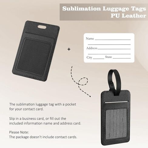 16 Pack Sublimation Luggage Tags PU Leather Name Tags, v2croft DIY Heat Transfer Blank Suitcase Tags, Business ID Card Travel ID Tags, Simple Sublimation Process for Suitcases Handbags Backpacks in Kuwait