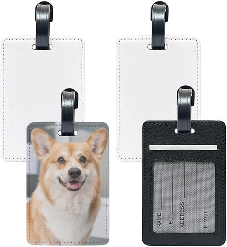 16 Pack Sublimation Luggage Tags PU Leather Name Tags, v2croft DIY Heat Transfer Blank Suitcase Tags, Business ID Card Travel ID Tags, Simple Sublimation Process for Suitcases Handbags Backpacks in Kuwait