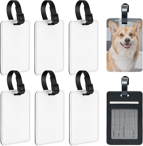 16 Pack Sublimation Luggage Tags PU Leather Name Tags, v2croft DIY Heat Transfer Blank Suitcase Tags, Business ID Card Travel ID Tags, Simple Sublimation Process for Suitcases Handbags Backpacks in Saudi Arabia