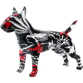 Art Creative Simple Colorful Bull Terrier Ornaments Statue Resin Pet Dog Figurine Crafts Home Decoration Color Modern Office Desktop Craft (G861 RA)