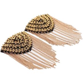 1 Pair Shoulder Epaulet Gold Chain Tassel Shoulder Badge Epaulettes Brooch Pin Ringmaster Halloween Costume Appliqes Patches