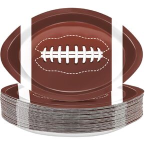 Oigco 50 PCS Football Shaped Disposable Paper Plates Football Party Supplies for Football Birthday & Gameday Tailgate Sports Party Decorations, 9.4 x 5.9 Inch