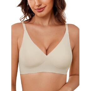 Dreamcountry Wireless Bras for Women No Underwire Deep V Bras Back Smoothing Bra with Extra Bra Extender