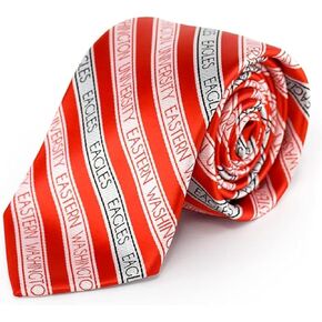 EWU Men's Striped Tie by Fan Frenzy Gifts | Officially Licensed Eastern Washington University Eagles Tie | NCAA Sports Ties for Men | Machine-Washable Neckties Made of Microfiber