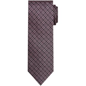 Jacob Alexander Men's Woven Crossed Lines Pattern Regular or Slim Neck Tie - Black Pink