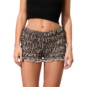 Women Y2K Ruffle Mini Shorts Gingham Ruched Pajama Shorts Low Waist Smocked Bloomers Bottom Cute Micro Shorts