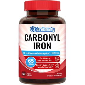 Iron Supplement, Iron Bisglycinate with Folate, Vitamin C, B6, B12, 5-in-1 Blood Support, Gentle on Stomach, Once Daily, Vegan, 60 Capsules