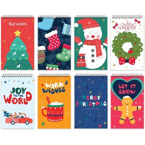 easykart labels 24 Packs Mini Christmas Notepads, Holiday Memo Spiral Notebooks Snowman Merry Christmas Pattern Notebooks for Kids Gift Xmas Party Favor Supplies