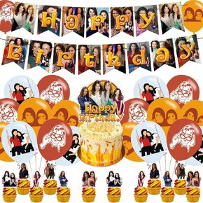 𝓖𝓲𝓵𝓶𝓸𝓻𝓮 𝓖𝓲𝓻𝓵𝓼 Birthday Party Decorations,𝓖𝓲𝓵𝓶𝓸𝓻𝓮 𝓖𝓲𝓻𝓵𝓼 Theme Party Supplies for Kids Adults with Happy Birthday Banner Cake Topper Cupcake Toppers Balloons for TV Show theme