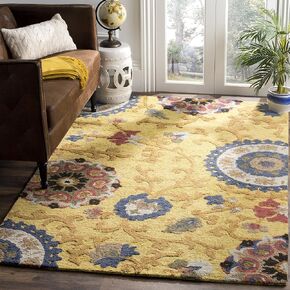 SAFAVIEH Blossom Collection 5' x 8' Gold / Multi BLM401B Handmade Premium Wool Area Rug