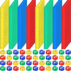 PerKoop 60 Pcs 12 Inch Plastic Rulers and 60 Pcs Mini Round Manual Pencil Sharpener Bulk Plastic Colored Pencil Sharpener for Kids Adults Office School Supplies Gifts, Assorted Colors (Vivid Color)