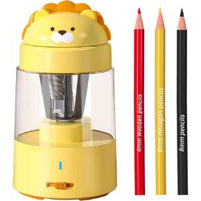 Zmol Electric Pencil Sharpener, Lion Pencil Sharpener for No.2/Colored Pencils (6-8mm), Auto Stop, Rechargeable Portable Pencil shapener for Classroom, Office, Home, Battery Operated