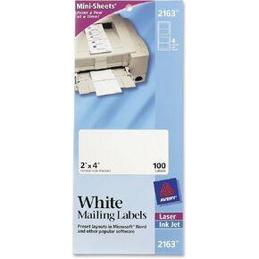Avery Mini-Sheets Shipping Labels 2 x 4, Pack of 100 (2163)