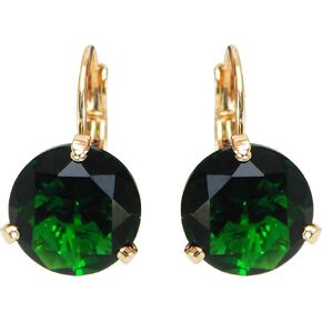 Navachi 18k Gold Plated Simple Round Zirconia Leverback Earrings