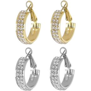 2Pairs Lymphatic Activity Hoop Earrings for Women Lymphatic Drainage Cubic Zirconia Hoop Earrings Lymphvity Therapy Earrings Women's Jewelry Gifts