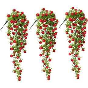 RECUTMS 5Pcs Red Berry Picks 15.7 Inches Artificial Christmas Holly Berries Stems Crafts Faux Burgundy Berry Branches for Christmas Tree Holiday Wedding DIY Wreath Winter Home Decor (Red)