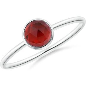 Angara Natural 0.7 Ct Garnet Classic Ring for Women in Sterling Silver (Grade-AAA | Size-5mm) | January Birthstone, Birthday, Engagement, Anniversary Jewelry Gift For Women