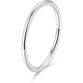 SHINYSO 925 Sterling Silver Rings for Women Thin Stacking Wedding Band Rings High Polish Plain Dome Rings Comfort Fit Size 4-10