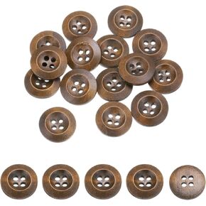 uxcell 80Pcs Wooden Buttons, 9mm(3/8") 4 Hole Round Wood Sewing Button Craft for Sewing DIY Craft Clothing, Light Brown