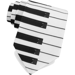 Piano Keys White Microfiber Tie