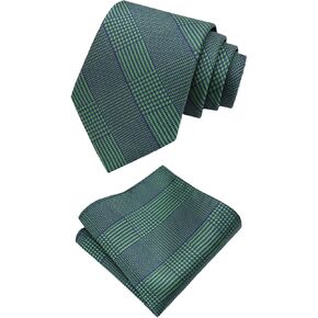 Mantieqingway Mens Tie Set with Pocket Square Solid Color Ties Set for Men, Classic Plaid Men's Necktie for Business Party in Kuwait