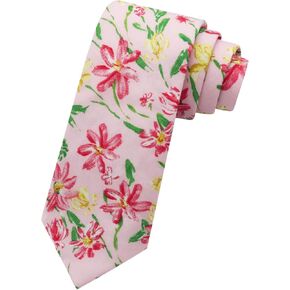 Mantieqingway Floral Ties for Men Skinny Tie for T-shirt/Vest/Tuxedo, Cotton Men's Necktie for Wedding Usual Business Party