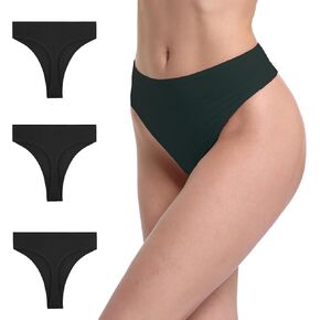 Thongs For Women Comfortable Plus Size Panties Soft Stretchable Underwear Ribbed Cotton Thong Size S-4XL Pack 3