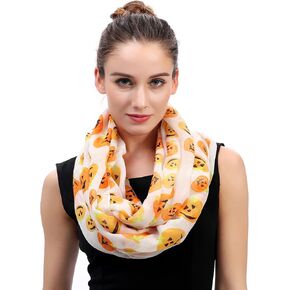 Halloween Pumpkin Print Women's Infinity Loop Scarf Lightweight