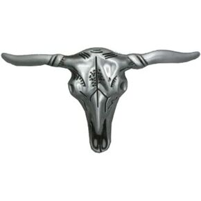 Buckle Rage Mens Bull Head Skull Belt Buckle Silver