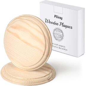 Pllieay 2Pcs 5 Inch Round Wooden Plaque Natural Pine Wood Base Unfinished Circle Plaque for Craft Projects and DIY Home Decoration