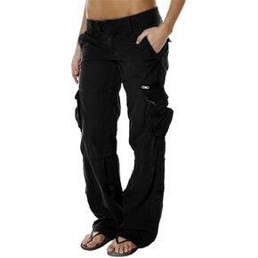 Women's Baggy Cargo Pants with Zipper 6-Pockets and Belt Loops