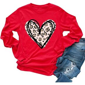 Valentine's Day Shirt Women Buffalo Plaid Love Heart Graphic Tees Letter Print Long Sleeve Tops Shirts