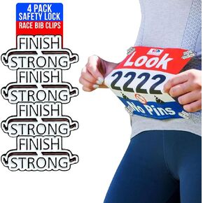 Metal Enamel Finish Strong Event Clips - Snap & Lock bibSNAPS for Runners, Non-Magnetic Race Bib Holder for Marathon, Safety Lock Race Clips, Runner Number Holder - 4 Pack
