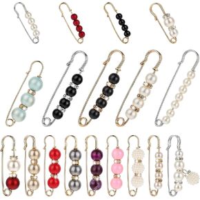 18PCS Artificial Pearl Brooch Pins, Decorative Pins for Clothing, Women Decorative Safety Pins, Sweater Shawl Clips for Women Dress Skirt Sweater