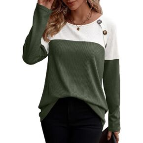 Zeagoo Women Waffle Knit Shirts for Fall