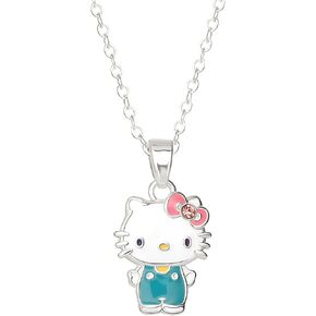 Sanrio Hello Kitty Girls Pendant Necklace 18" - 18kt Flash Plated Brass and Enamel Hello Kitty Necklace Officially Licensed