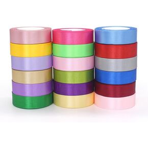 1-1/2 inch 300 Yard Satin Ribbon for Valentine‘s Day Flower Bouquet Arts Crafts Sewing 12 x 25 Yard Each Roll Ribbon for Trim Bow Merry Christmas Decoration (12 Colors Mix, 1-1/2 inch Width)