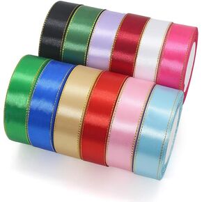 1-1/2 inch 300 Yard Satin Ribbon for Valentine‘s Day Flower Bouquet Arts Crafts Sewing 12 x 25 Yard Each Roll Ribbon for Trim Bow Merry Christmas Decoration (12 Colors Mix, 1-1/2 inch Width)