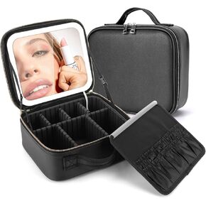 Makeup Bag with Led Mirror-Travel Makeup Bag with Led Mirror is with Waterproof Design Travel Makeup Bag, Best Gift for Women is a Makeup Case With Lighted Mirror.Makeup Bag With Mirror 3 Color Scene