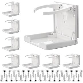 simarro 8 Pack Adjustable Folding Drink Holder, Wall Mounted Cup Holder with Screws, Space-Saving Plastic Drink Holder for Cars Trucks Rvs Autos Boats Accessories