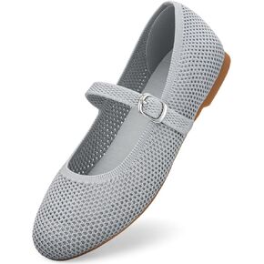 Tanamo Mary Jane Shoes Flats for Women Round Toe Shoes Ballet Flats Comfortable Dressy Adjustable Straps Casual Office Work Wedding Washable Knit Slip On