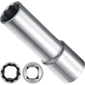Feekoon 10 Spline Lug Nut Key Replacement for TA20-1/2, Compatible with Bimecc 10-Spline Lug Nut and Lug Bolts, w/ 1/2 Imperial Square Socket Drive for Passenger Car Small SUV, Steel, 1 Pack (Silver)
