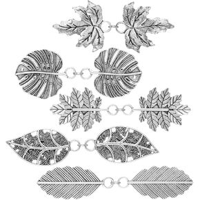 Mabor 5Pcs Shawl Clips Cardigan Collar Clips Cloak Clasp Vintage Leaf Shape Sweater Clasp Silver Cinch Clip Retro Cloak Brooches Silver Shawl Pins for Girls Women Clothing