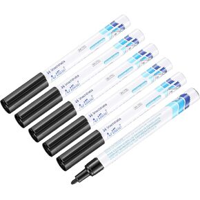ReliThick 6 Pcs Freezer Marker Pen Fine Point Permanent Markers 1mm with Quick Drying Black Ink on Plastic Wood Stone Metal Glass for Doodling Fridge Food Labeling